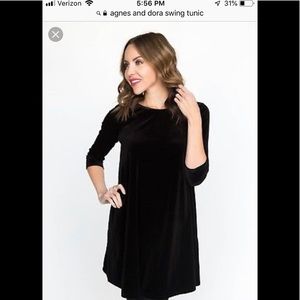 Agnes & Dora Black Velvet Swing Tunic- Brand New!